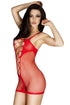 Red Fishnet See-through Chemise Dress